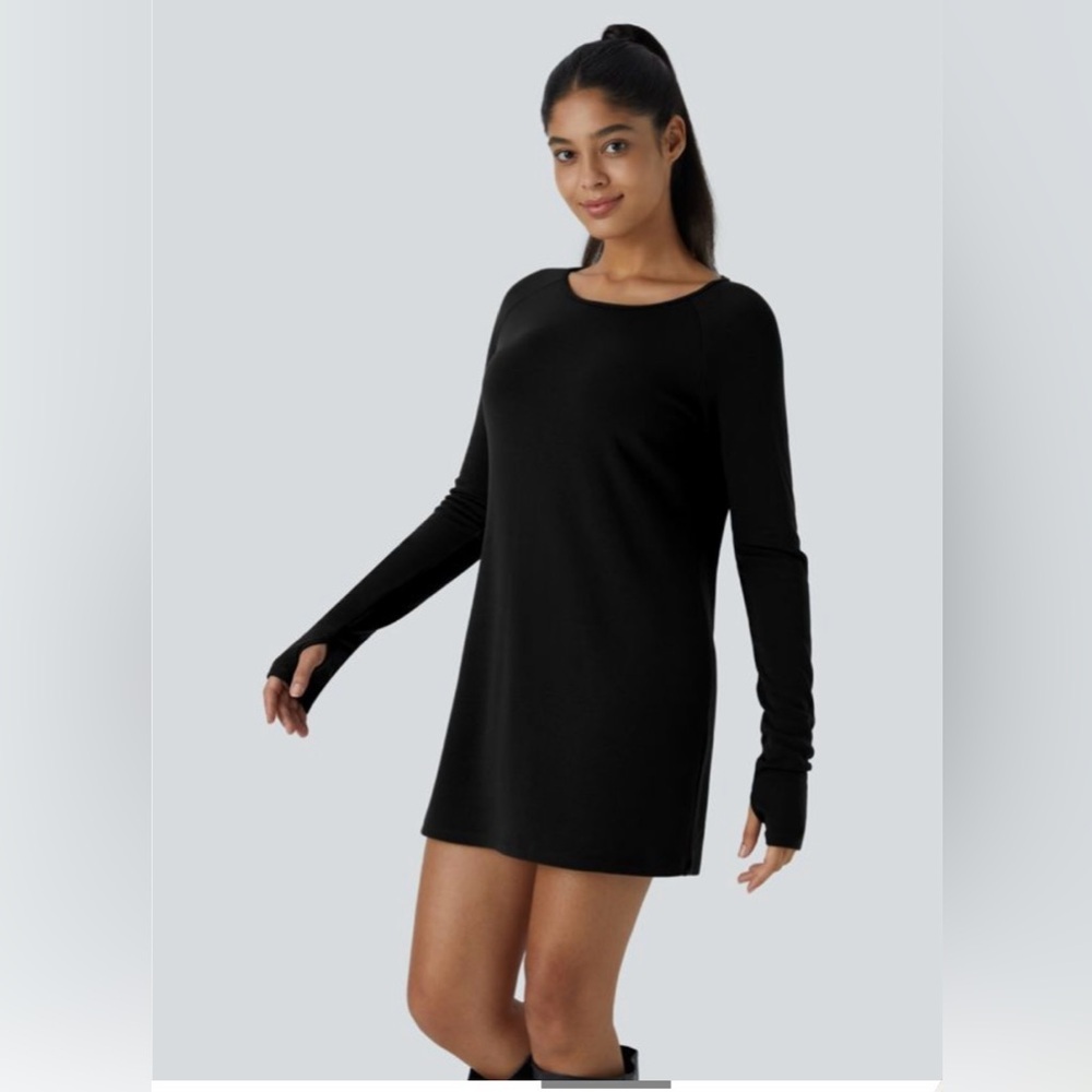 Halara Black Long Sleeve Tunic Dress